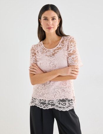 Whistle Lace Shell Top, Blush Pink product photo