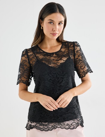 Whistle Lace Shell Top, Black product photo