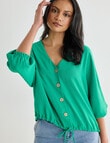 Whistle V-Neck Tie Hem Top, Green product photo View 05 S