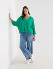 Whistle V-Neck Tie Hem Top, Green product photo View 13 S