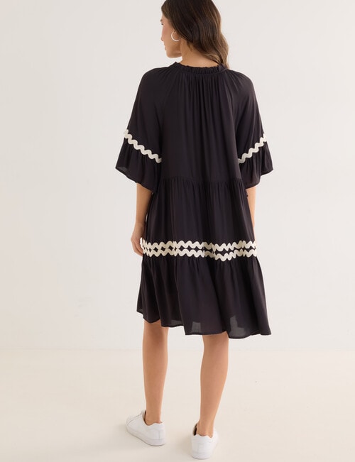 Whistle Ric Rac Ruffle Dress, Black product photo View 02 L