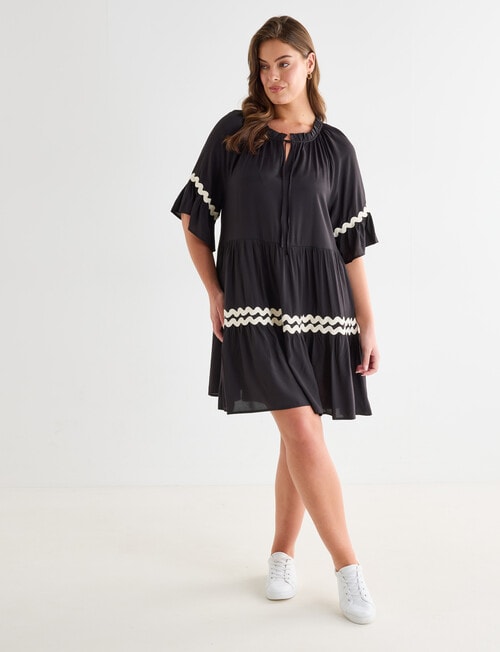 Whistle Ric Rac Ruffle Dress, Black product photo View 13 L