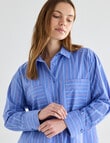 Mineral Sleep Stripe Detail Night Shirt, Blue product photo