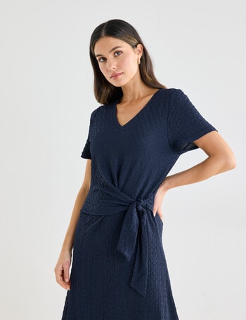 Whistle V-Neck Textured Knit Dress, Navy product photo