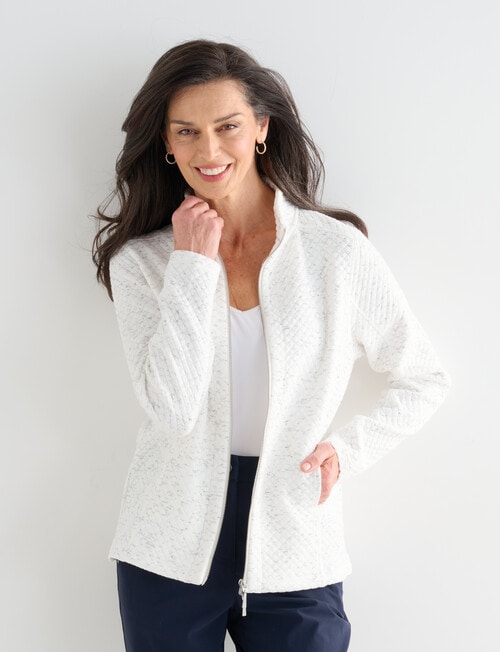 Ella J Two-Way Zip Sweatshirt, Ivory product photo