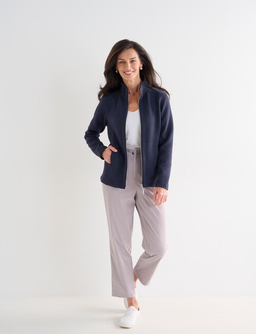 Ella J Two-Way Zip Sweatshirt, Navy product photo View 03 L