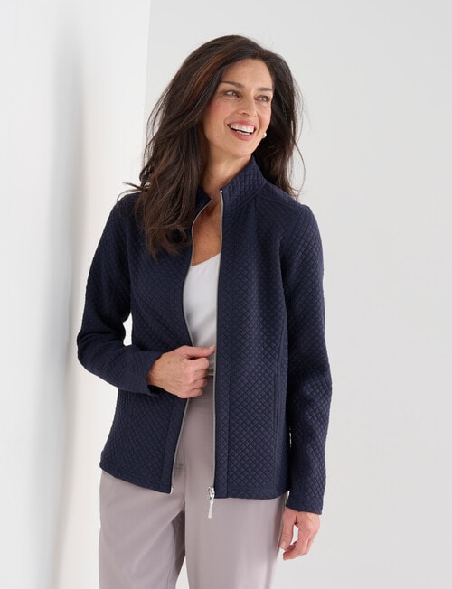 Ella J Two-Way Zip Sweatshirt, Navy product photo View 05 L