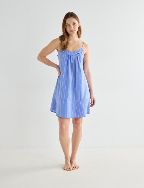 Mineral Sleep Stripe Nightie, Blue product photo View 03 L