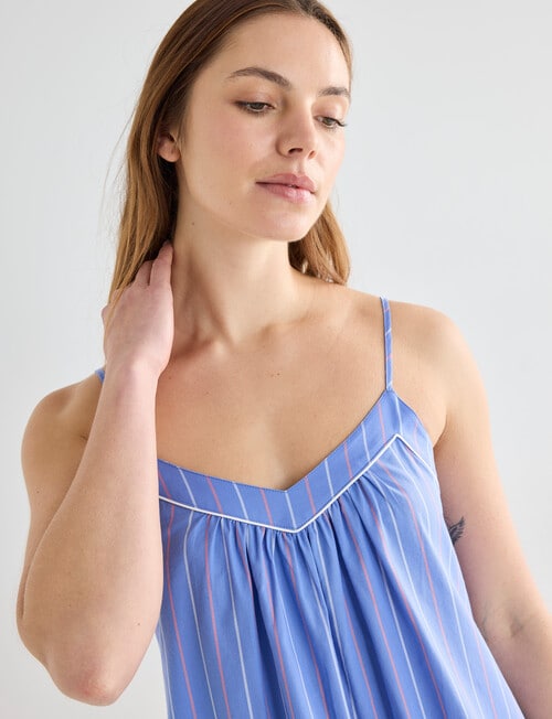 Mineral Sleep Stripe Nightie, Blue product photo View 04 L