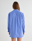 Mineral Sleep Stripe Detail Night Shirt, Blue product photo View 02 S