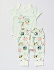 Teeny Weeny Animals Kiwiana Short-Sleeve Bodysuit & Pant 2-Piece Set, Blue product photo
