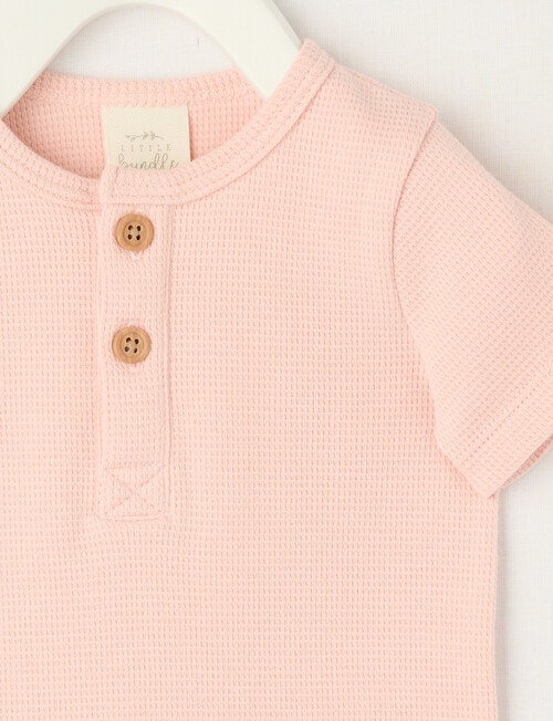 Little Bundle Waffle Essentials Short-Sleeve Bodysuits, Dusty Pink product photo View 02 L
