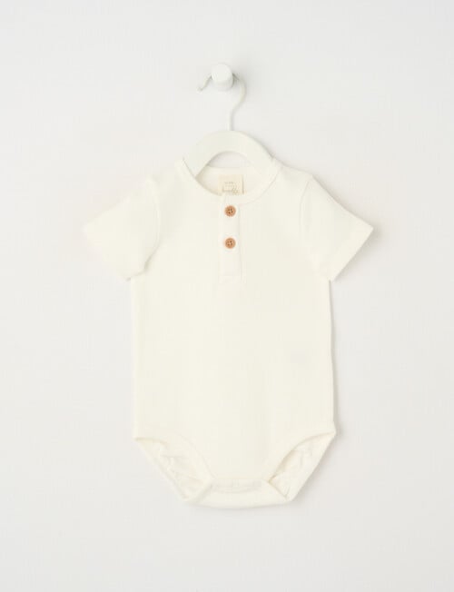 Little Bundle Waffle Essentials Short-Sleeve Bodysuits, Coconut White product photo