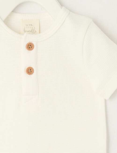 Little Bundle Waffle Essentials Short-Sleeve Bodysuits, Coconut White product photo View 02 L