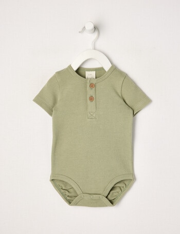 Little Bundle Waffle Essentials Bodysuit, Sage product photo