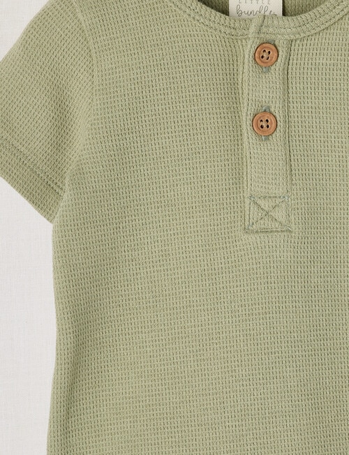 Little Bundle Waffle Essentials Bodysuit, Sage product photo View 02 L