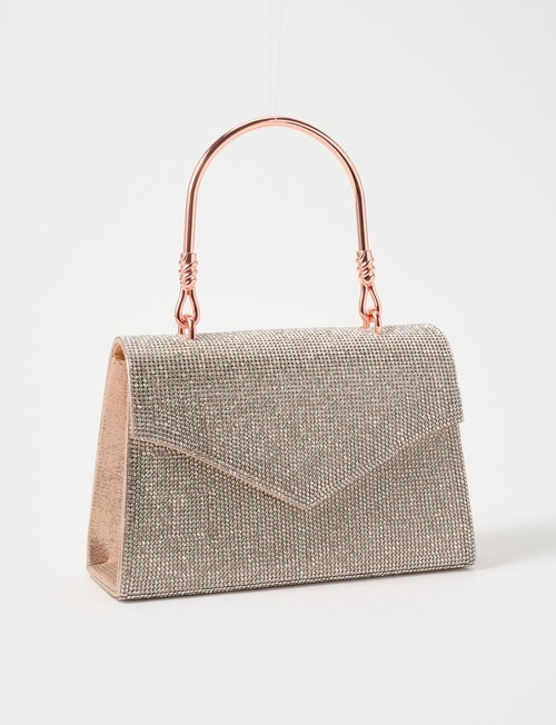 Whistle Accessories Sparkle Top Handle Evening Bag, Rose Gold product photo