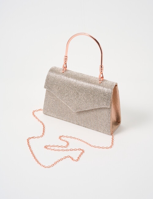 Whistle Accessories Sparkle Top Handle Evening Bag, Rose Gold product photo View 03 L