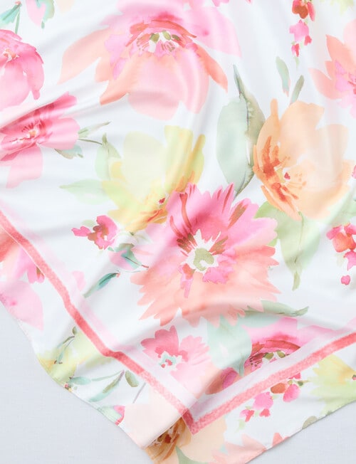 Boston + Bailey Square Satin Print Scarf, Bright Bloom product photo View 02 L