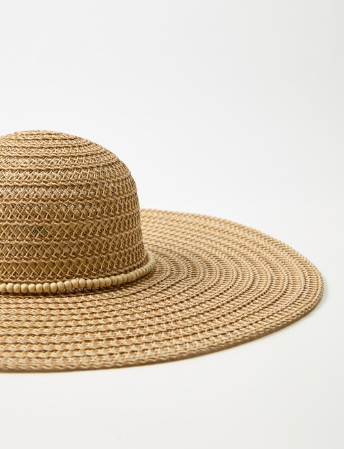Zest Resort Wide Brim Bead Trim Hat, Natural product photo View 02 L