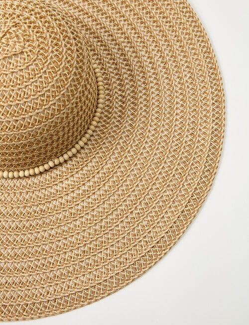 Zest Resort Wide Brim Bead Trim Hat, Natural product photo View 03 L