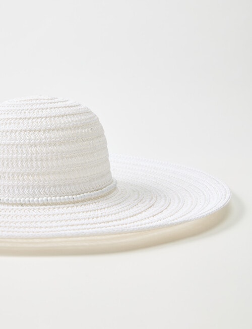 Zest Resort Wide Brim Bead Trim Hat, White product photo View 02 L