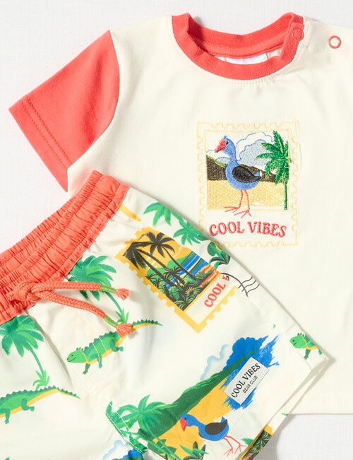 Teeny Weeny Postcards Short & Tee Set, 2-Piece, Orange product photo View 02 L