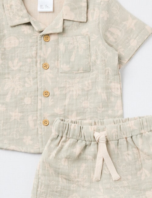 Teeny Weeny Safari Short Sleeve Shirt & Short Set, 2-Piece, Sage product photo View 02 L