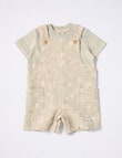 Teeny Weeny Striped Tee & Safari Cheese Cloth Shortall, 2-Piece Set, Sage product photo View 02 S