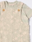 Teeny Weeny Striped Tee & Safari Cheese Cloth Shortall, 2-Piece Set, Sage product photo View 03 S