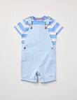 Teeny Weeny Stripe Shortall & Tee Two Piece Set, Azure product photo