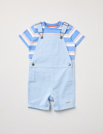 Teeny Weeny Stripe Shortall & Tee Two Piece Set, Azure product photo