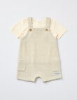 Teeny Weeny Stripe Shortall & Tee Two Piece Set, Taupe product photo