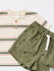 Teeny Weeny Henley Tee & Short Set, 2-Piece, Khaki & Stone product photo View 02 S