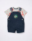 Teeny Weeny Digger Tee & Shortall, 2-Piece Set, Navy & Grey Marle product photo