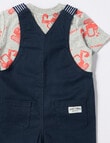 Teeny Weeny Digger Tee & Shortall, 2-Piece Set, Navy & Grey Marle product photo View 02 S