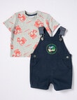 Teeny Weeny Digger Tee & Shortall, 2-Piece Set, Navy & Grey Marle product photo View 04 S