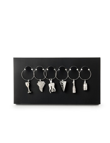 Stevens Social Club Wine Charms, Set of 6, Silver product photo