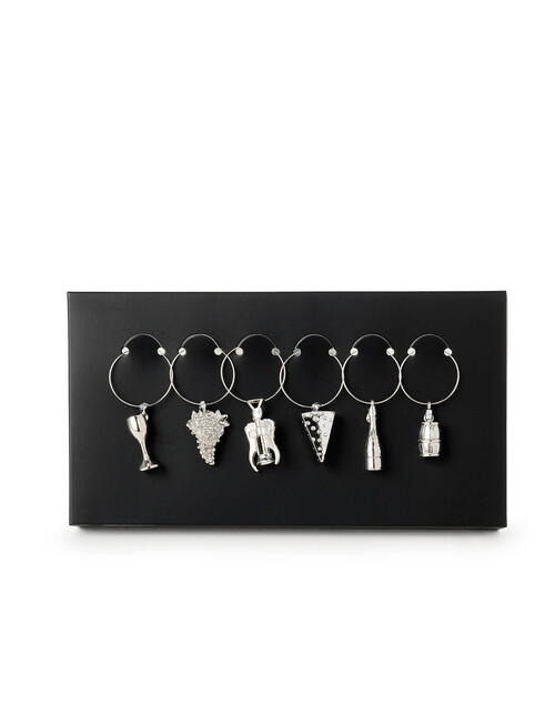Stevens Social Club Wine Charms, Set of 6, Silver product photo