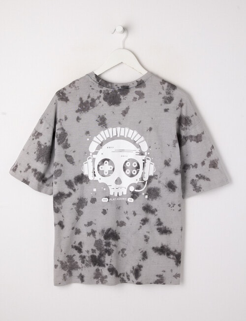 Sleep Squad Game Over Tie Dye Short PJ Set, Grey & Charcoal, 8-16 product photo View 02 L