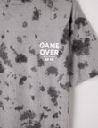 Sleep Squad Game Over Tie Dye Short PJ Set, Grey & Charcoal, 8-16 product photo View 03 S