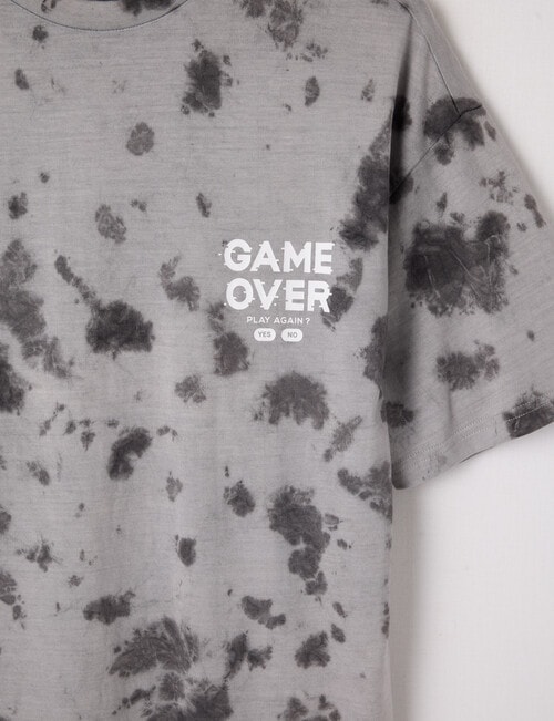 Sleep Squad Game Over Tie Dye Short PJ Set, Grey & Charcoal, 8-16 product photo View 03 L