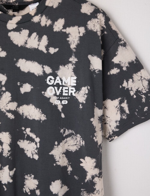 Sleep Squad Game Over Tie Dye Short PJ Set, Charcoal & Stone, 8-16 product photo View 03 L