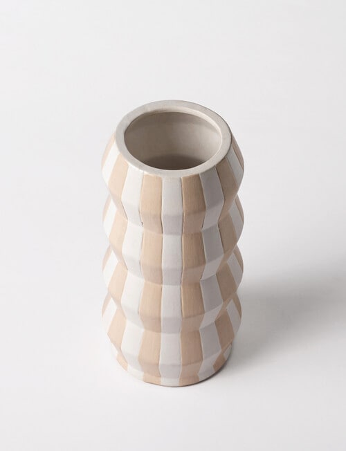 M&Co Lola Stripe Vase, Beige product photo View 03 L