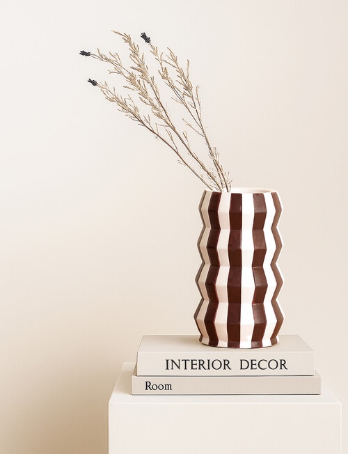 M&Co Lola Stripe Vase, Choc product photo