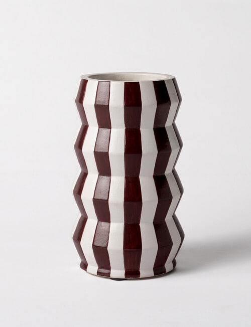 M&Co Lola Stripe Vase, Choc product photo View 02 L