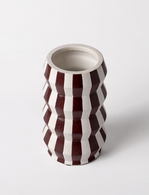 M&Co Lola Stripe Vase, Choc product photo View 03 L