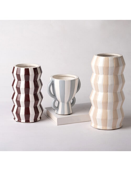 M&Co Lola Stripe Vase, Choc product photo View 04 L