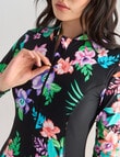 Zest Swimwear Tropical Hibiscus Surf Suit, Black product photo View 04 S