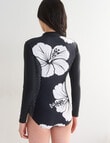 Zest Swimwear Hibiscus Surf Suit, Black & White product photo View 02 S